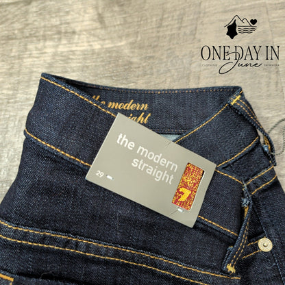 7 For All Mankind The Modern Straight Leg Jeans Dark Wash NWT Size 8 (29)