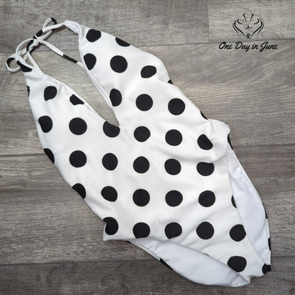 Bar III This And Dot Polka Dot Plunging One Piece Swimsuit NWT Size S