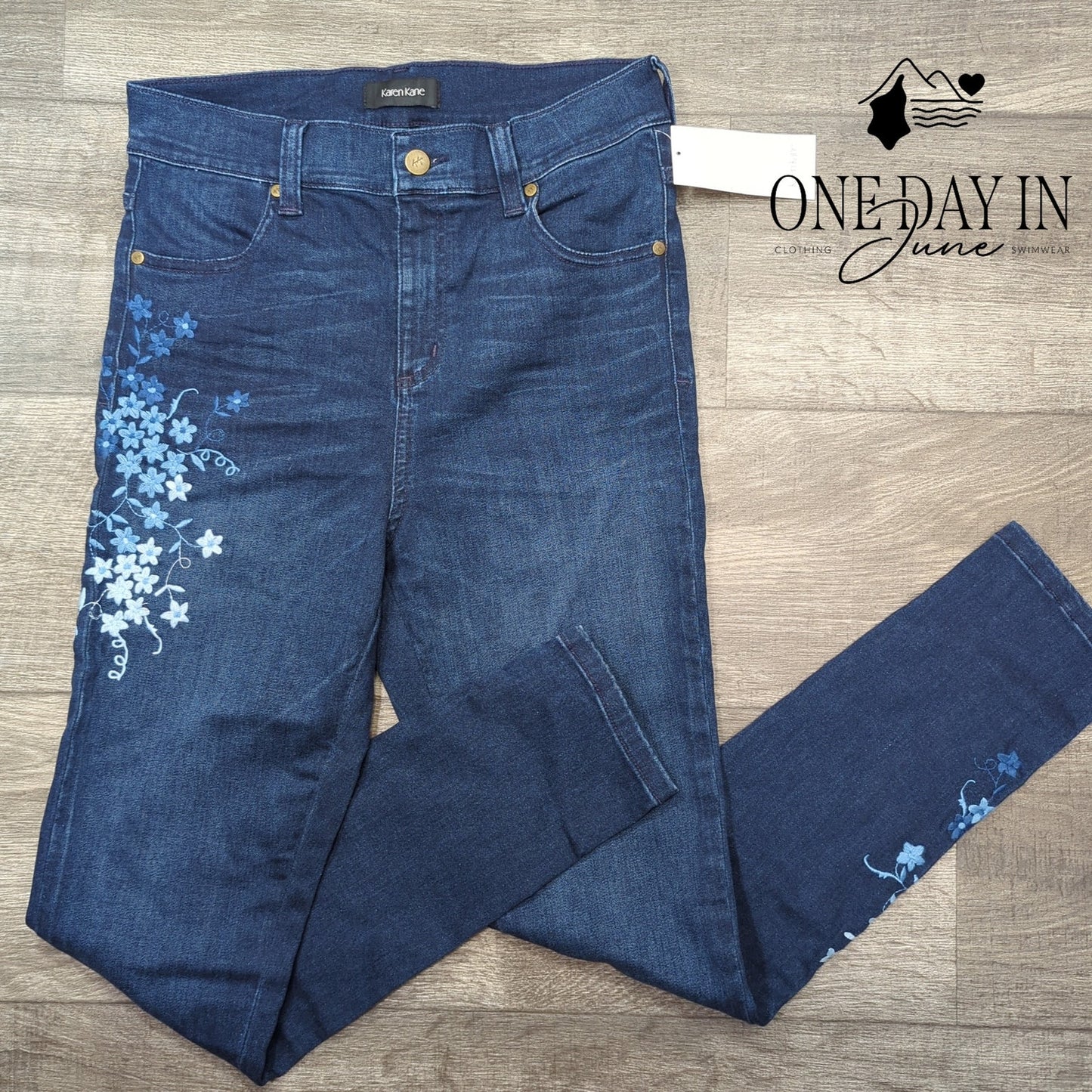 Karen Kane Midnight Sun High Waist Embroidered Skinny Jeans Size 10