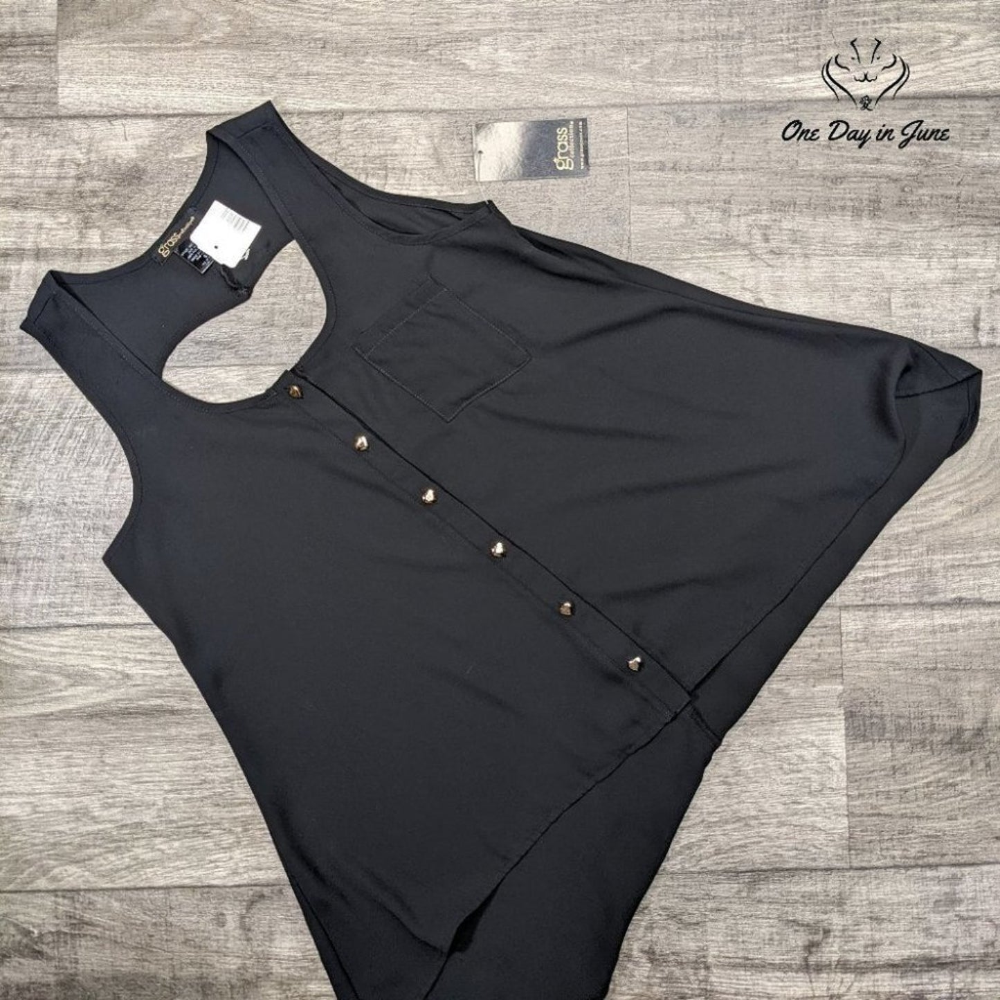 Grass Collection Sheer Button Front Tank Top Size S