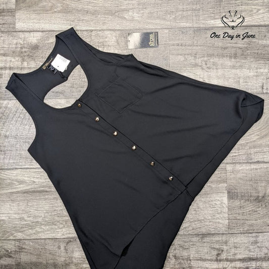 Grass Collection Sheer Button Front Tank Top Size S