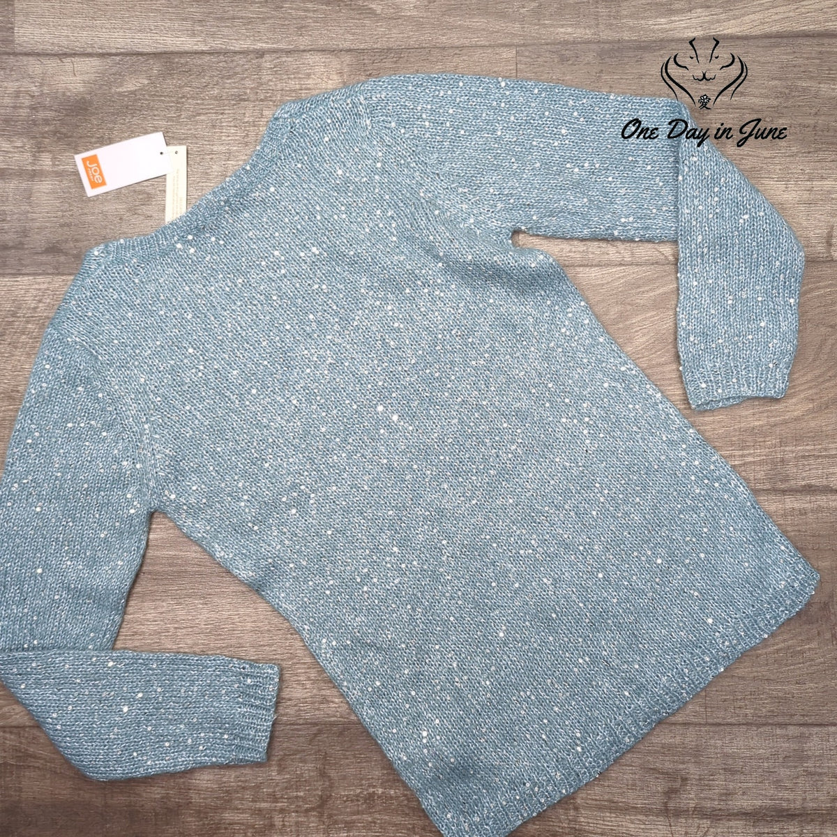 Joe Fresh Sequin V Neck Sweater Blue Silver Sparkle Long Sleeve NWT Size XS