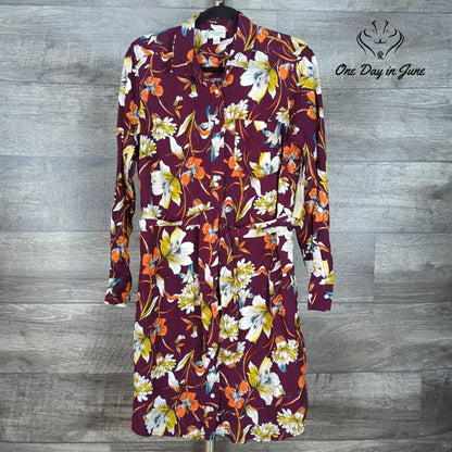 St. John's Bay Long Sleeve Button Front Tie Dress Size L