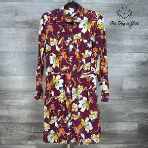 St. John's Bay Long Sleeve Button Front Tie Dress Size L