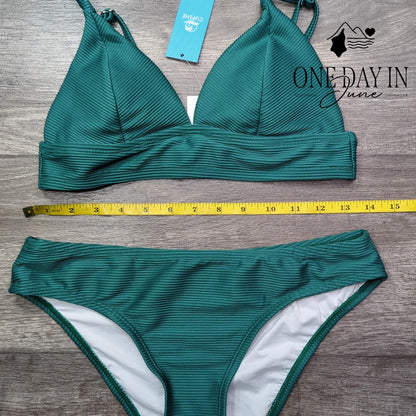 Cupshe V Neck Ribbed One Piece Swimsuit Size S