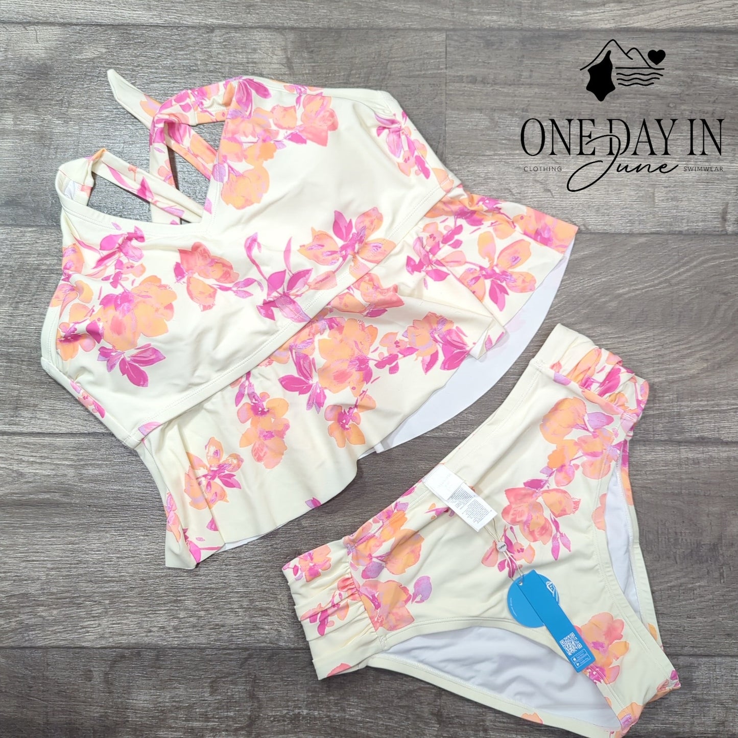 Cupshe Ruffle FLoral Bikini Swimsuit Size 1X Top/0X Bottom