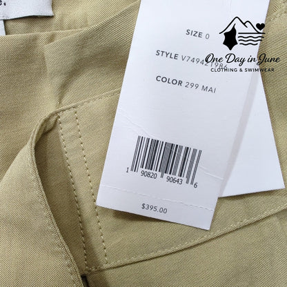 Vince Wide Leg Crop Pants Maize Beige Belted High Rise NWT $395 Size 0