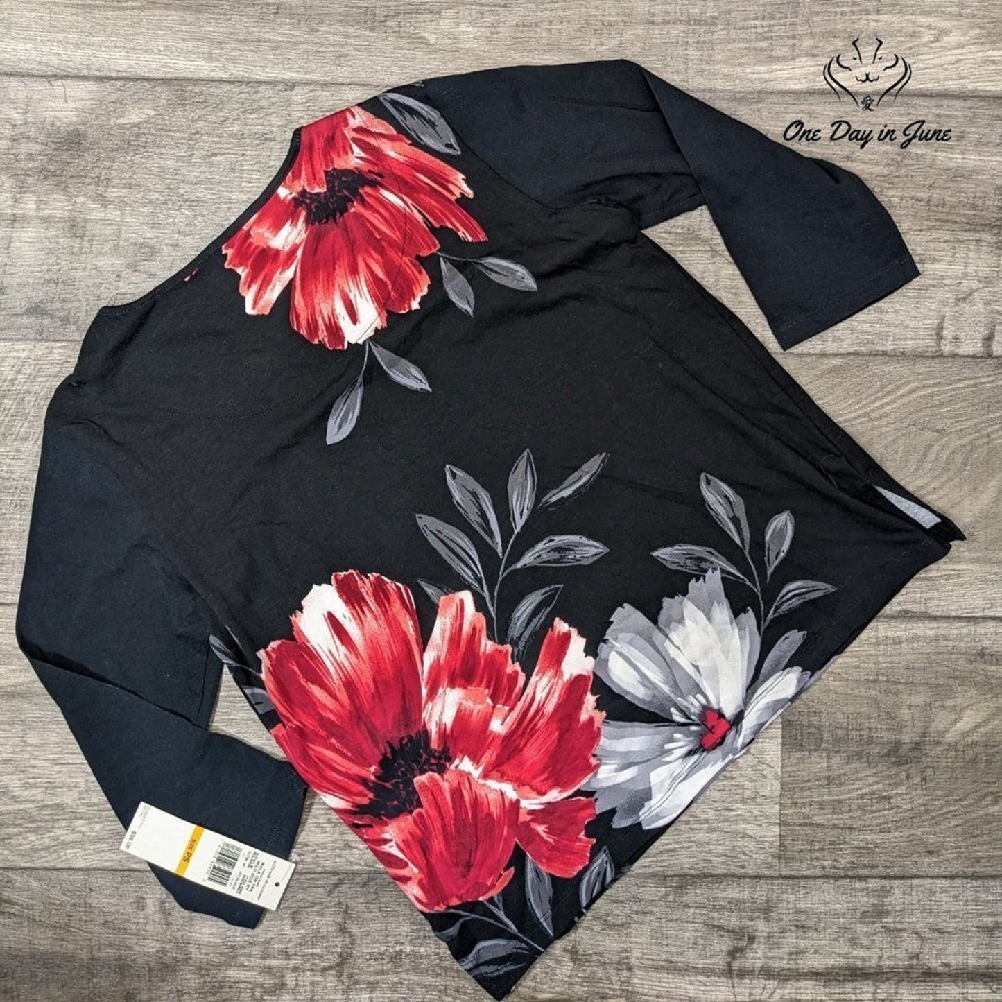 Alfred Dunner Petite Long Sleeve Flower Print Top Size PS