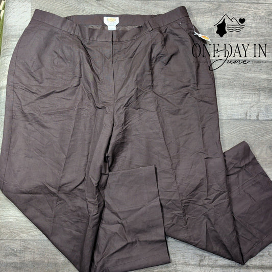 Talbots Plus Size Linen Blend Dress Pants Brown NWT Size 24W