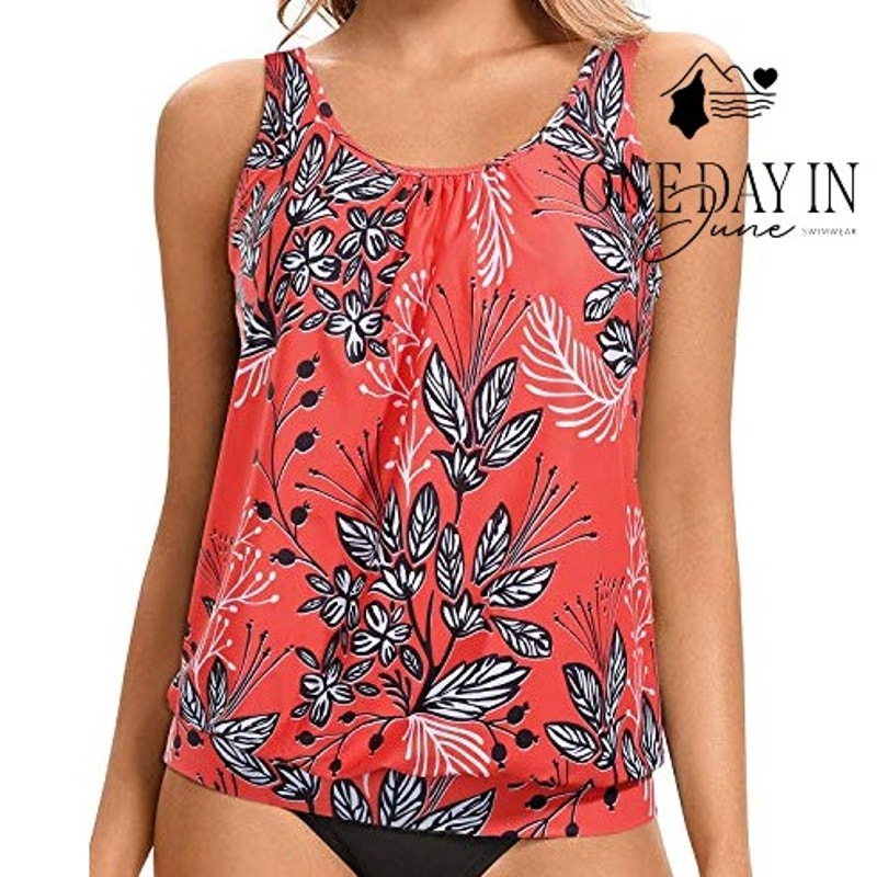 Yonique Blouson Tankini Swimsuit Size M