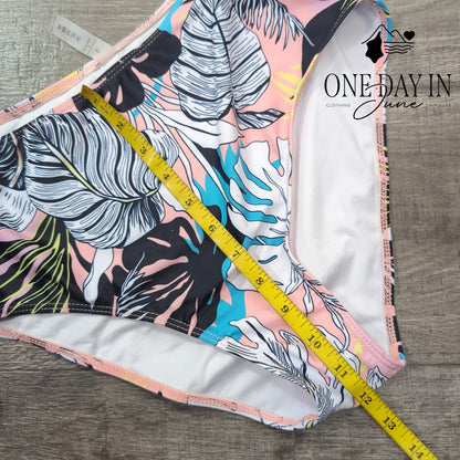 CharmLeaks Halter Drawstring High Waist Tankini Swimsuit Size L