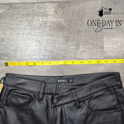 Buffalo David Bitton Faux Leather High Rise Straight Leg Pants NWT Size 2 (26)