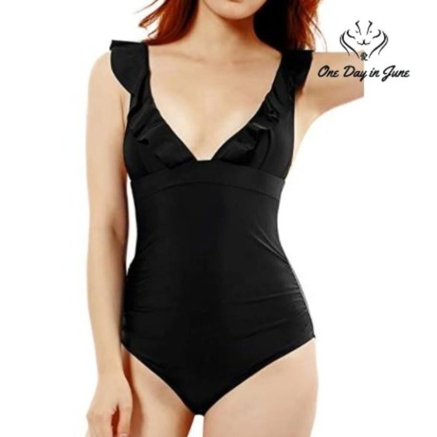 Soyml Ruffle Criss Cross Back One Piece Size M