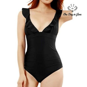 Soyml Ruffle Criss Cross Back One Piece Size M