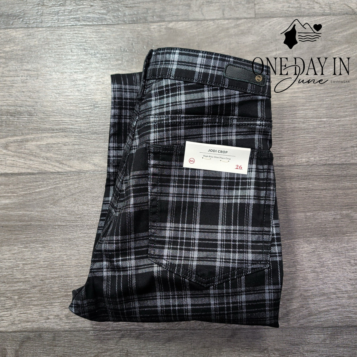 AG Adriano Goldschmied Jodi Crop High Rise Slim Flare Jeans Plaid NWT Size 2