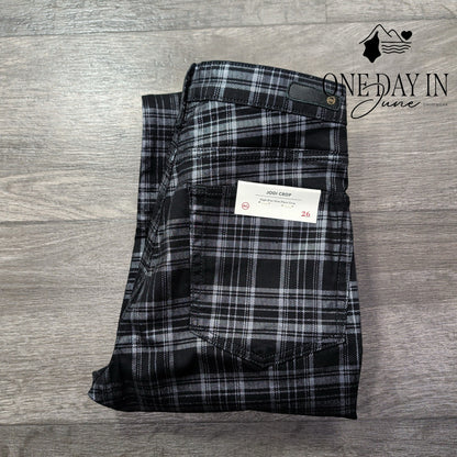 AG Adriano Goldschmied Jodi Crop High Rise Slim Flare Jeans Plaid NWT Size 2