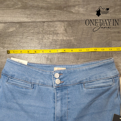 Odyn High Rise Wide Leg Jeans Light Wash Double Button NWT Size 2