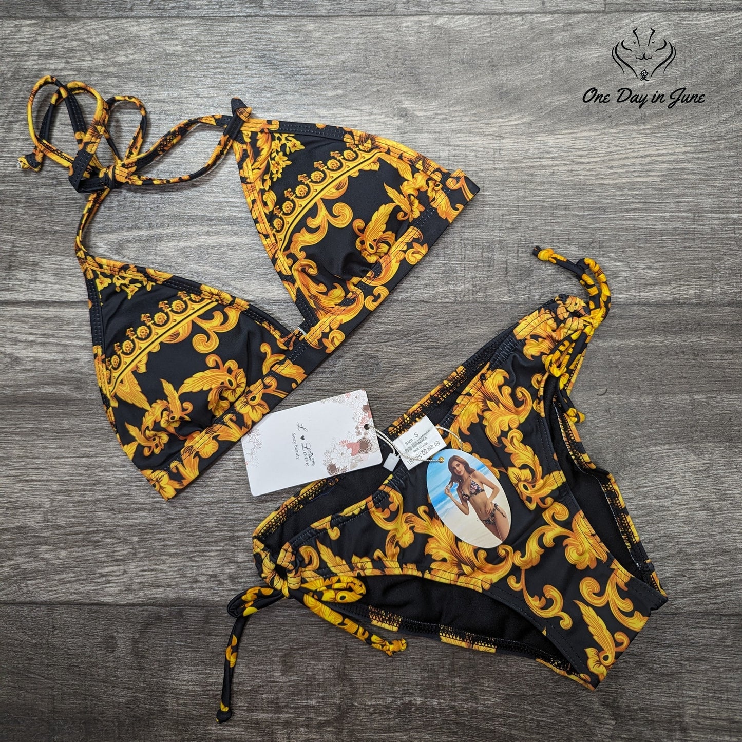 Fokulunda Halter String Bikini Swimsuit Size S