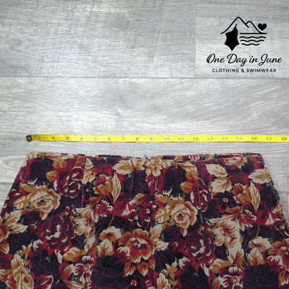 Carolina Blues Floral Corduroy Skirt Size 12