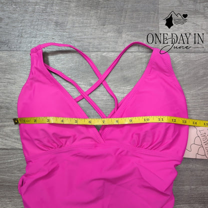 Adisputent Lace Up Strappy Back Tummy Control One Piece Swimsuit Size M