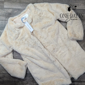 Popsugar In The Stars Faux Fur Teddy Coat Fawn Cream NWT $88 Size XS