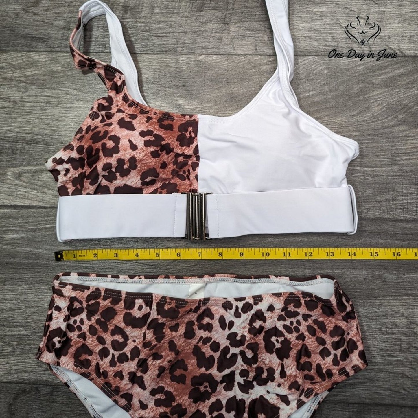 Combor Buckle Front Leopard Bikini Swimsuit Size L