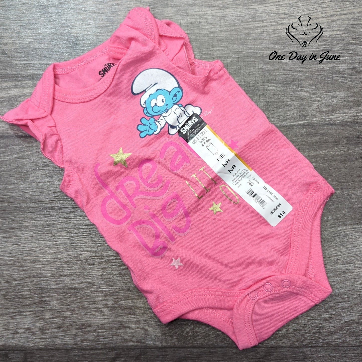 Okie Dokie Smurf Cap Sleeve One Piece Size NB