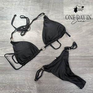 Miketai Adjustable Triangle Thong Bikini Swimsuit Size S