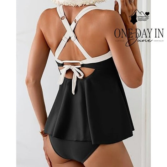 Aidonger Cross Strap Tankini Swimsuit Size XL