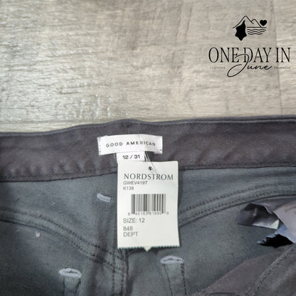Good American Good Waist High Rise Skinny Distressed Jeans Black NWT Size 12