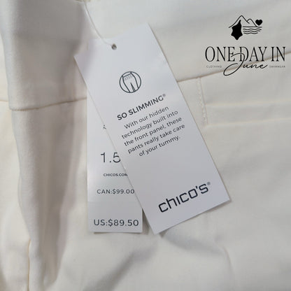 Chico's So Slimming Brigitte Slim Leg Crop Pants White NWT Size Chico's 1.5 (10)