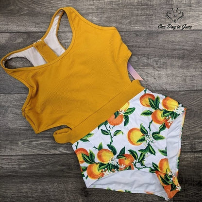 Mollybell Tropical Cut Out Racerback One Piece Swimsuit Size L