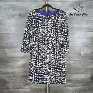 Tahari Arthur S Levine Long Sleeve Mini Dress Black White Print Size 6