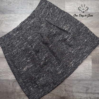 Loft Petite Metallic Textured Tweed Mini Skirt Black Silver NWOT Size 6P