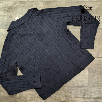 Talbots Long Sleeve Zip Front Knit Sweater Size S