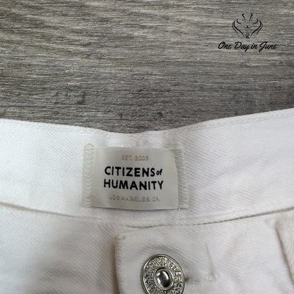 Citizens of Humanity High Rise Pleated Wide Leg Jeans White Size 28