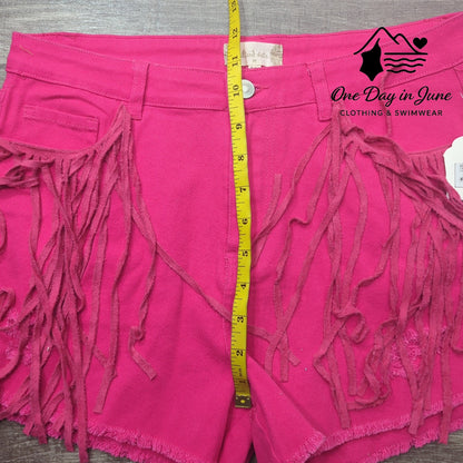 Altar'd State Frill Edge Denim Shorts Size M