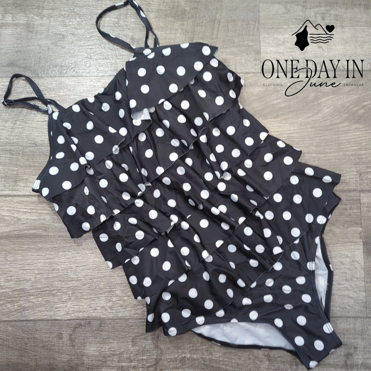 Maxmoda Tiered Polka Dot One Piece Swimsuit Size M