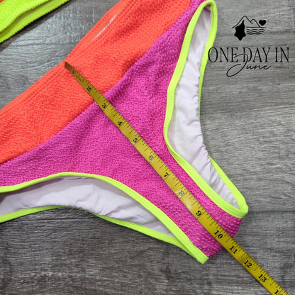 Tashehe Smocked Crop Bikini Swimsuit Size S