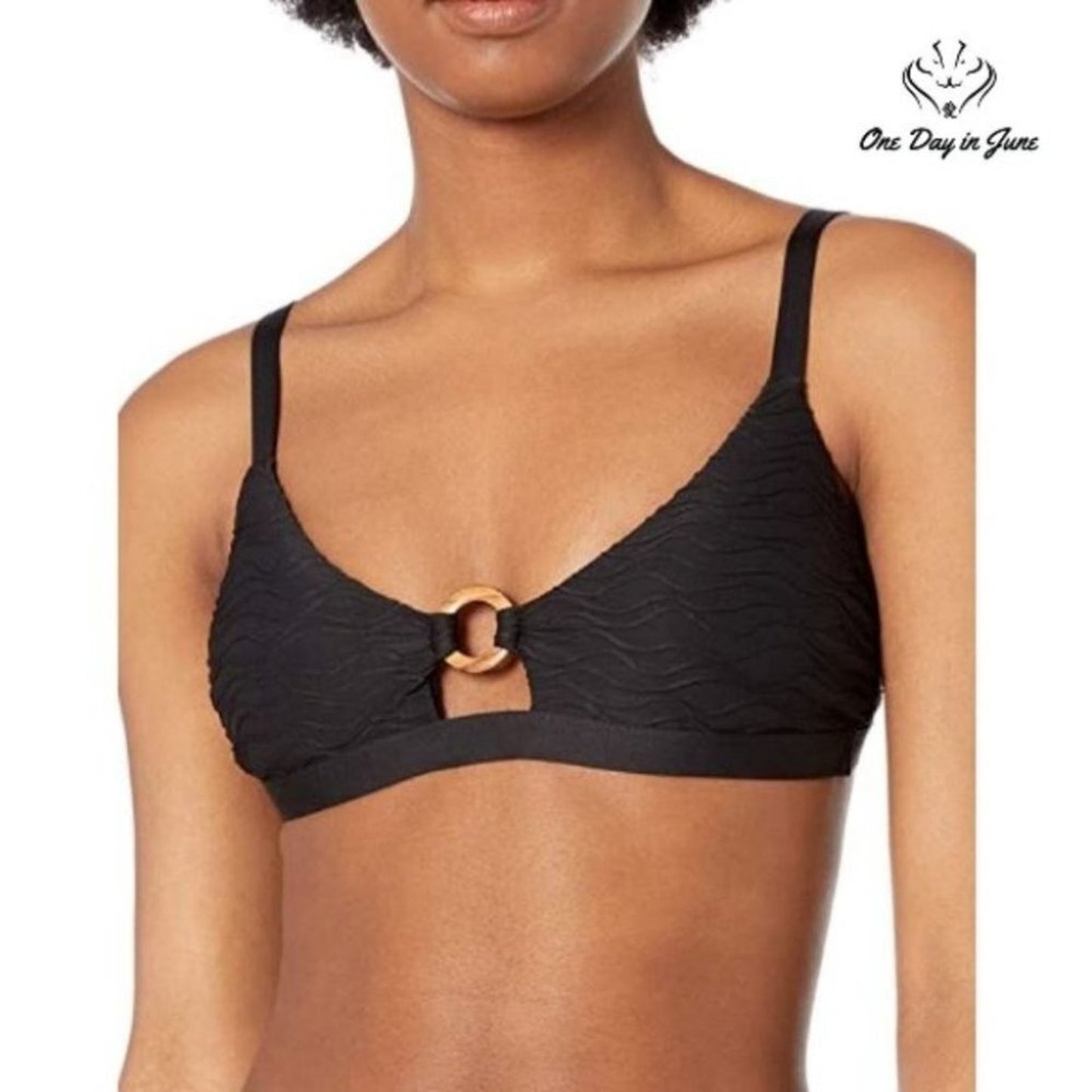 Vicious Young Babes Grounded Keyhole Bralette Bikini Top Swimsuit Size S