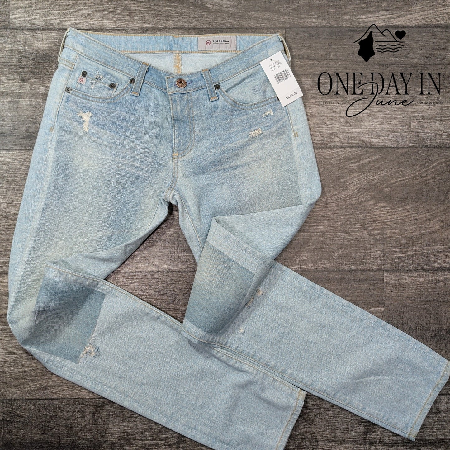 AG Adriano Goldschmied Straight Leg Distressed Jeans Size 4 (27)