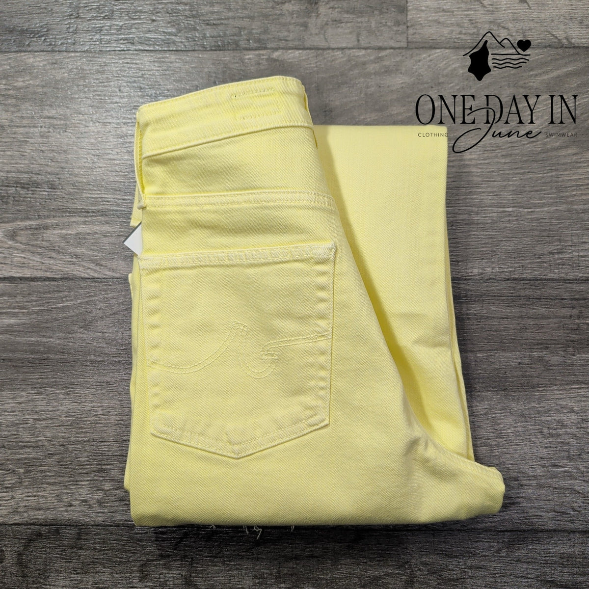 AG Adriano Goldschmied The Etta High Rise Wide Leg Crop Jeans Yellow NWT Size 4