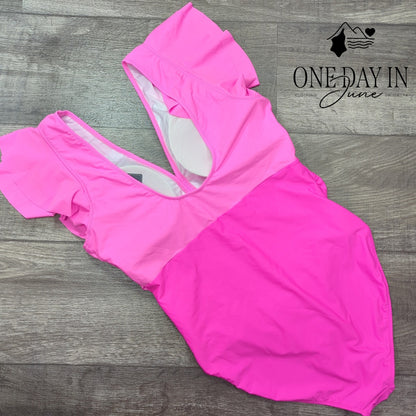 Blooming Jelly Ruffle Shoulder One Piece Swimsuit Size XL