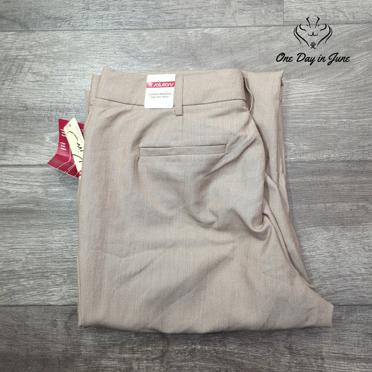 Kim Rogers Fit Solutions Comfort Waist Dress Pants Beige Tan NWT Size 14
