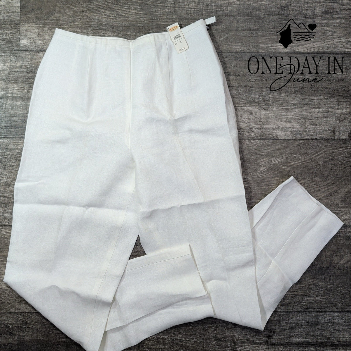 Talbots Irish Linen Women's White Straight Leg Dress Pants NWT Size 8