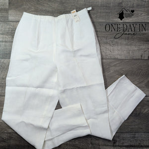Talbots Irish Linen Women's White Straight Leg Dress Pants NWT Size 8