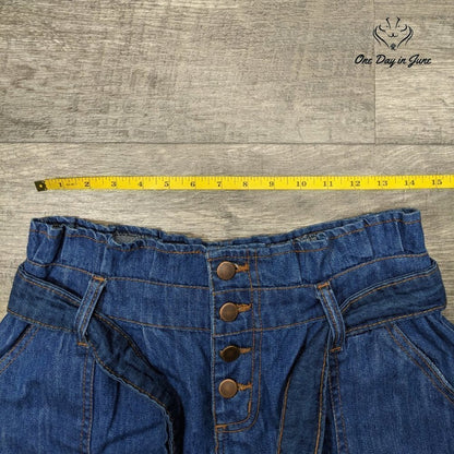 Prettylittlethings Tie Waist Frill Edge Denim Shorts Size 14