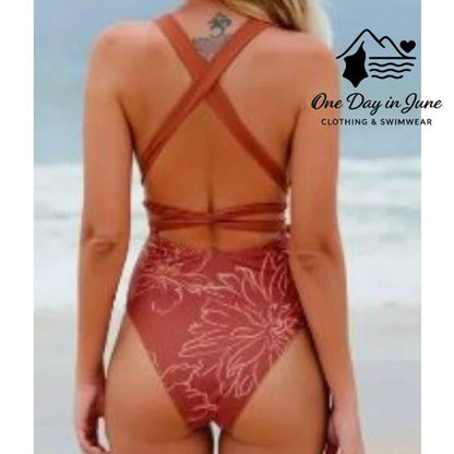 Cupshe Tie Wrap V Neck One Piece Swimsuit Size S