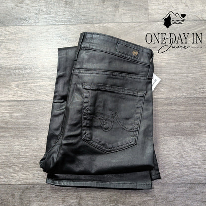 AG Adriano Goldschmied Faux Leather Bootcut Jeans Black NWT $215 Size 4 (27)