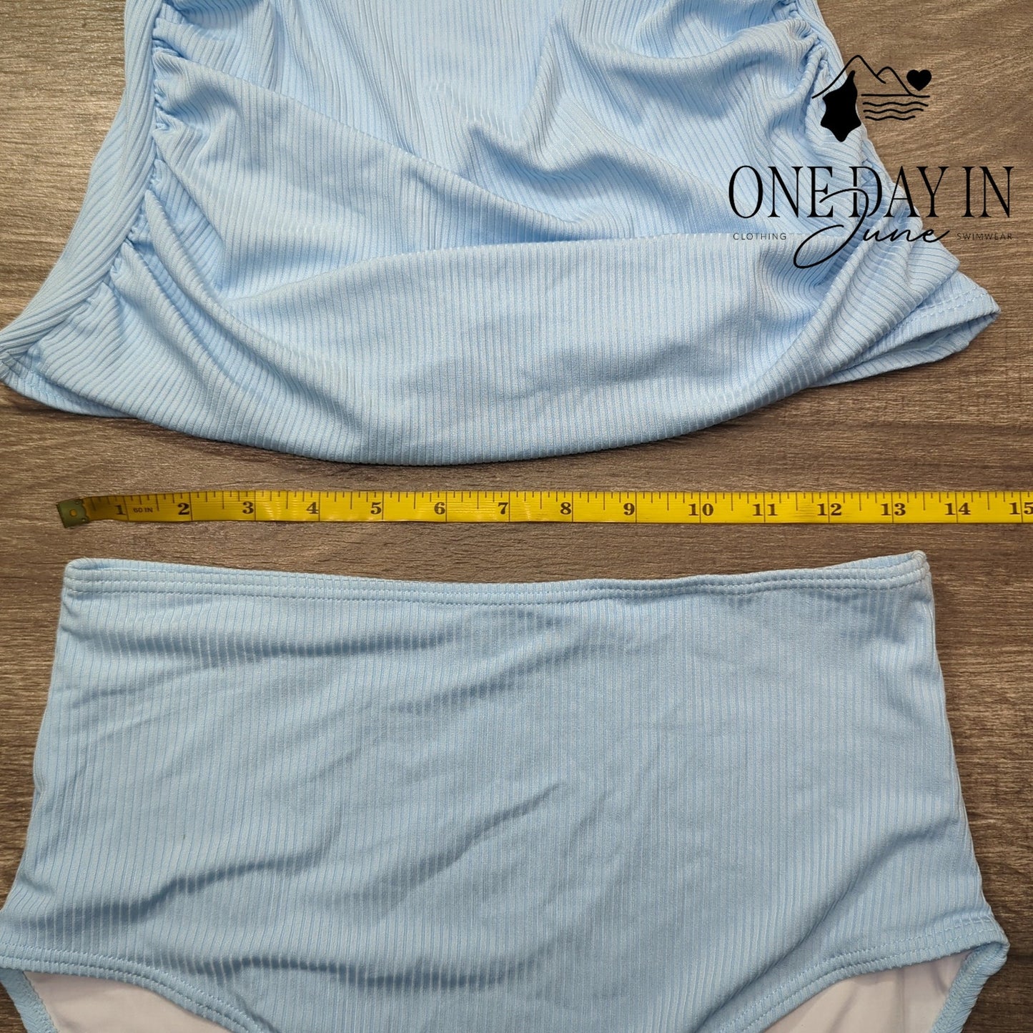 Eomenie High Waist Ribbed Tankini Swimsuit Size M